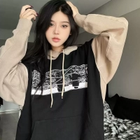 LIFE CAVEMPT 23SS patchwork hooded sweatshirt