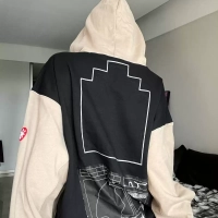 LIFE CAVEMPT 23SS patchwork hooded sweatshirt