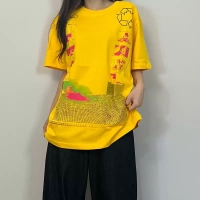 CAVEMPT 24SS geometric yellow short-sleeved shirt