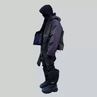 Grailz functional purple windproof loose hooded jacket