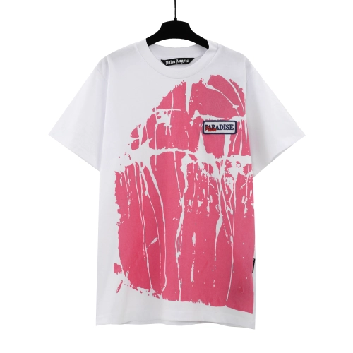 Palm Angels White T-shirt Scraped Wall with a print