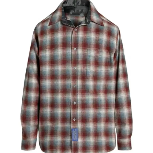 Maison Margiela 23FW red plaid print loose long-sleeved shirt