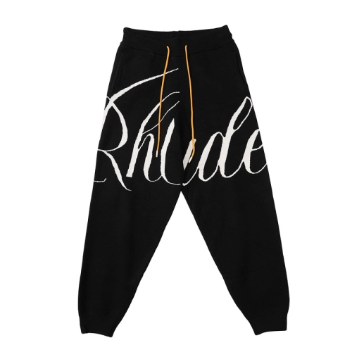 RHUDE Slogan Logo Jacquard Drawstring Tapered Knit Pants