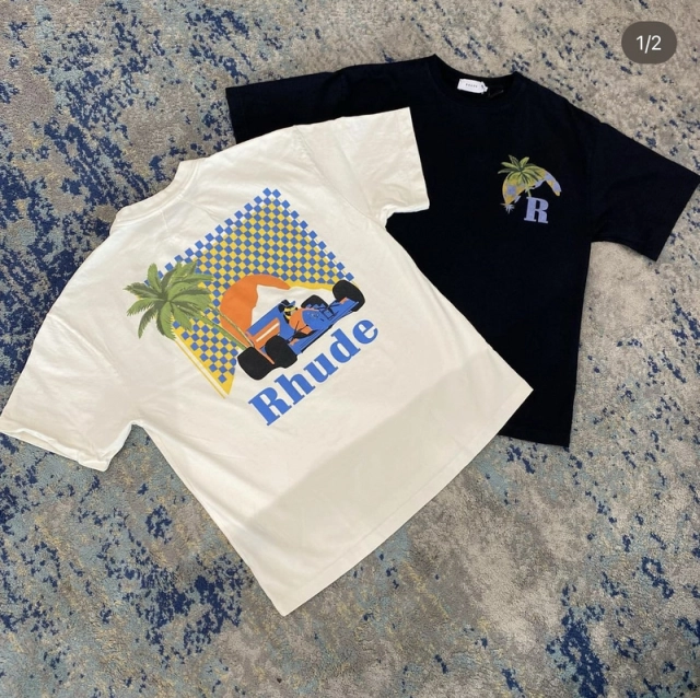 RHUDE Summer Coconut Tree Racing Moonlight Tropics T-shirt