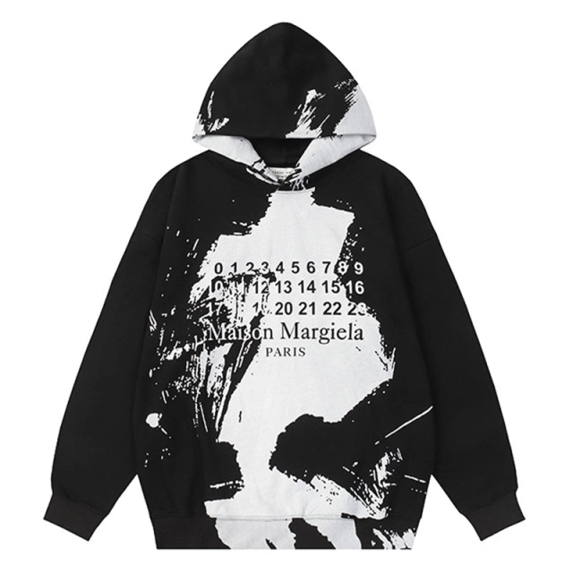 Mm6 Paint Effect Logo Loopback Hoodie