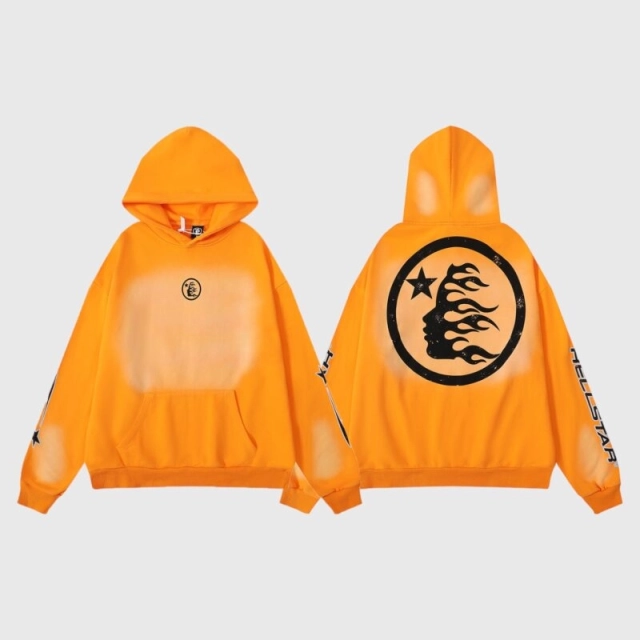 Hellstar Fire Orange Dye Hoodie