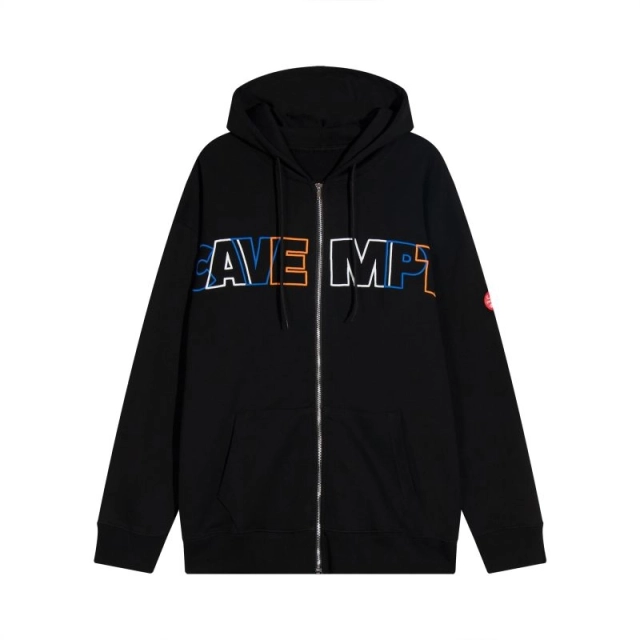 Cav Empt brand letter LOGO embroidered zipper cardigan with hood