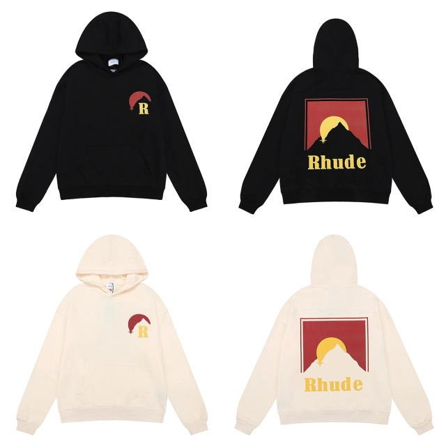 Rhude Sunrise Pattern Printed High Weight Pure Cotton Hoodie