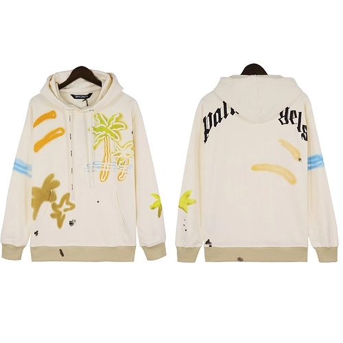 Palm Angels Beige hoodie with PALM NEON print