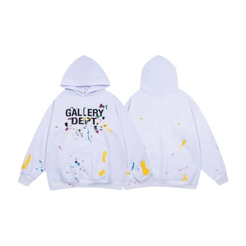 Gallery Dept. Logo Printed Hoodie With Paint Marks White