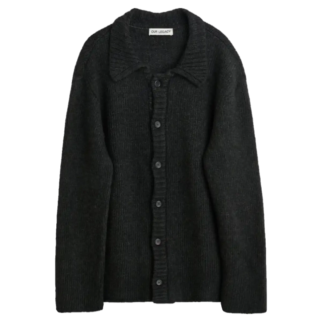 OUR LEGACY 3FW wool blend pilling knitted cardigan