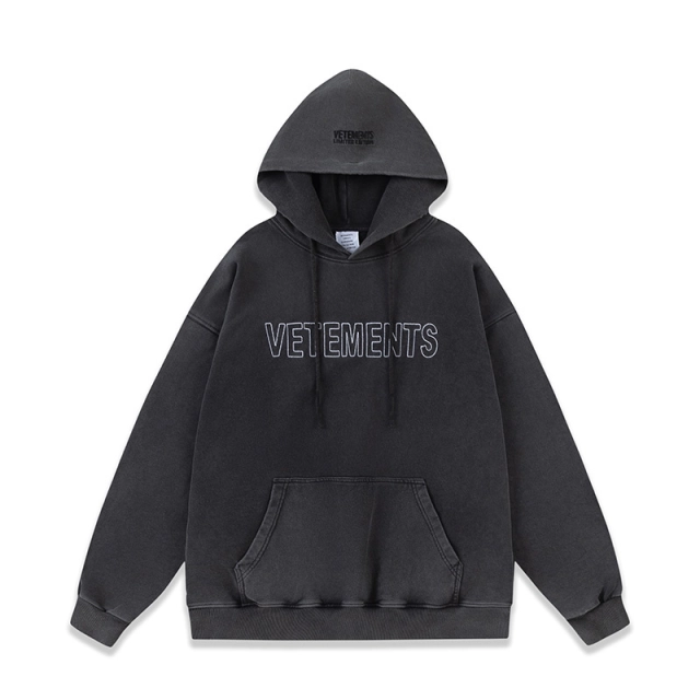 Vetements Washed Embroidered Hoodie