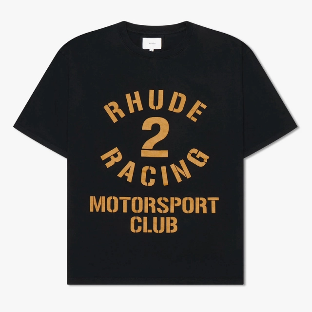 RHUDE Racing Club Slogan Letters Logo T-Shirt