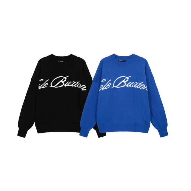 Cole Buxton Minimalist Slogan Jacquard Crewneck Sweater