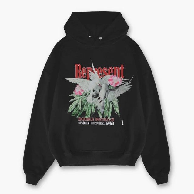 REPRESENT Floral Peace Dove Letter Print Terry Hoodie