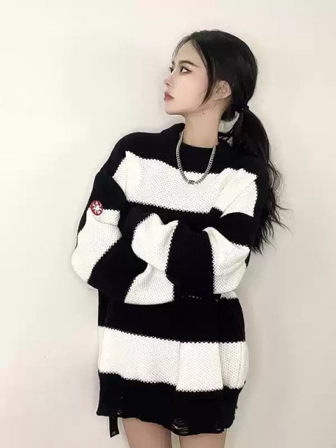 CAVEMPT Panda Stripe Hole Sweater