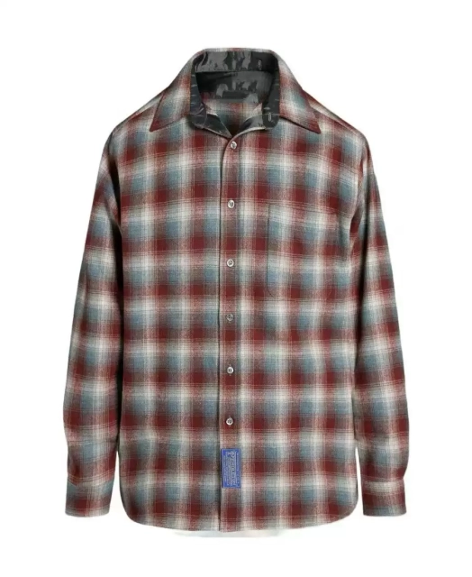 Maison Margiela 23FW red plaid print loose long-sleeved shirt