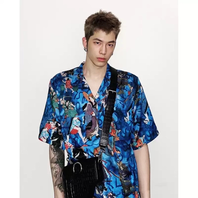 MARTINE ROSE 21SS Dongying geisha print style Hawaiian shirt