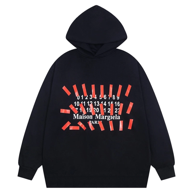 Mm6 Cotton Numbers Tape Print Hoodie