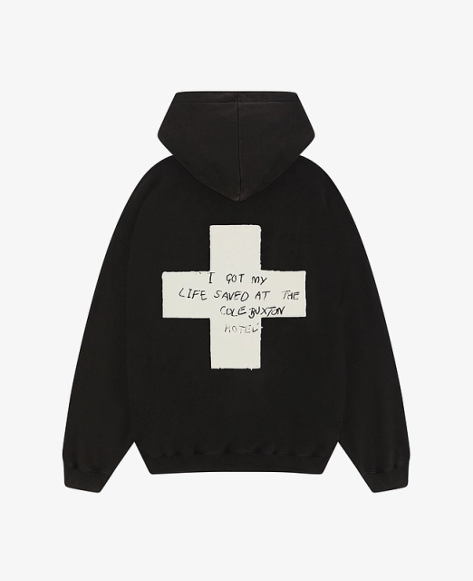 Cole Buxton Cross Slogan Logo Print Washed Hoodie