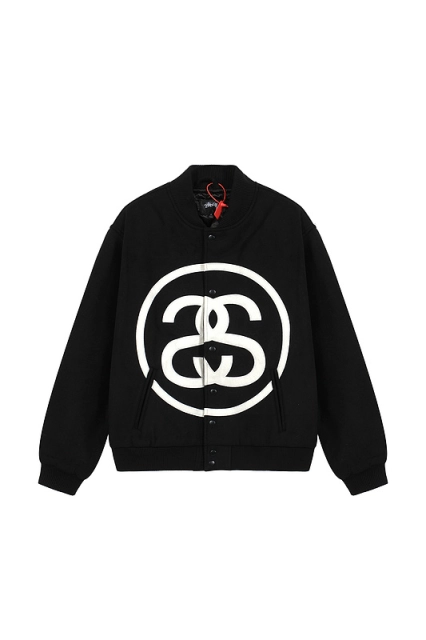 Stüssy Logo Embroidered Wool Jacket