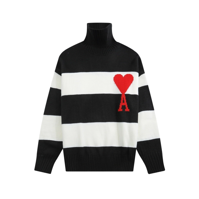 Ami High Neck Knit Oversized Sweater for Men and Women