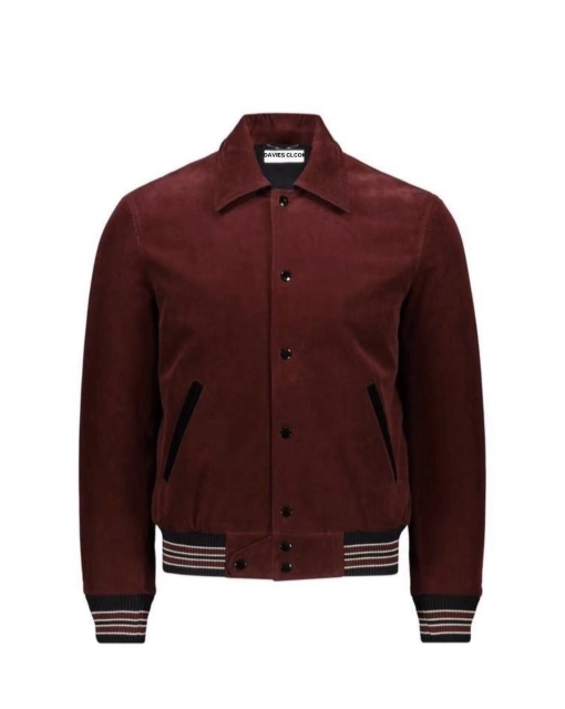 Saint Laurent Customized wine red corduroy varsity flight jacket baseball jacket