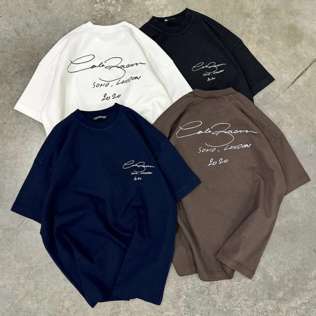 Cole Buxton Minimalist Cursive Slogan Logo Printed Short Sleeve T-shirt