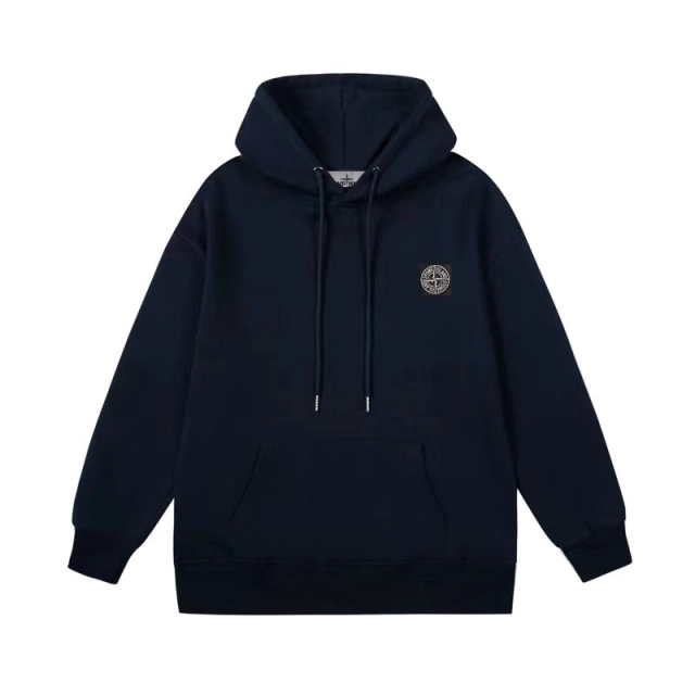 Stone Island Embroidered Maison Kitsune Hoodie With Round Badge Logo