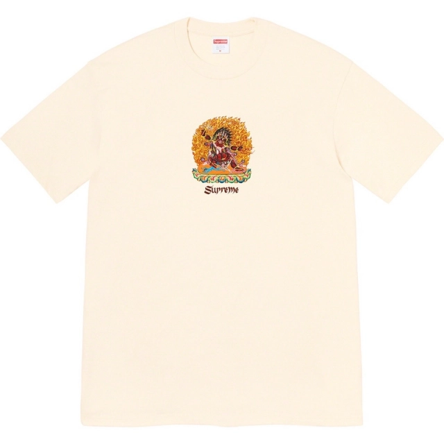 Supreme 22SS Tee Statue Fire God Sanskrit Print Short Sleeve T-Shirt