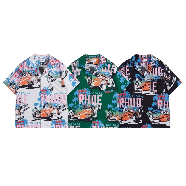 RHUDE X WEBSTER MIAMI RACING LINEN GRAND PRIX BUTTON UP