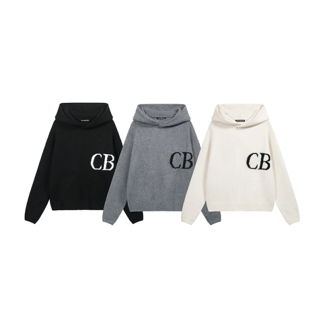 Cole Buxton Minimalist Logo Jacquard Hoodie Sweater