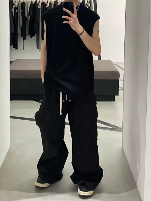 Rick Owens versatile small neckline vest sleeveless shoulder T-shirt