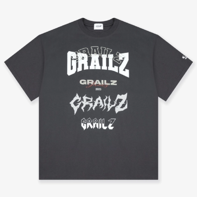 Grailz 23SS Overlapping Letter Multi Logo Print T-Shirt