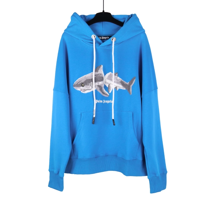 Palm Angels White Men&#039;s Shark Hoodie