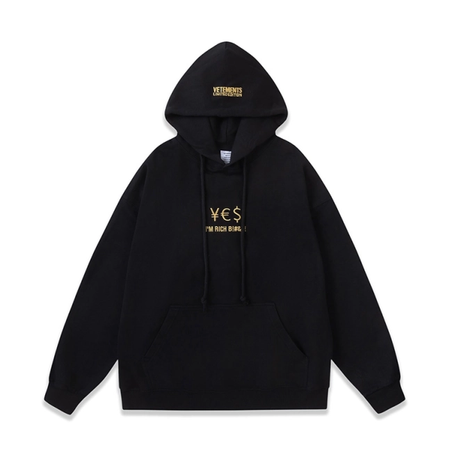 Vetements I&#039;m Rich Money Symbol Embroidered Logo Hoodie