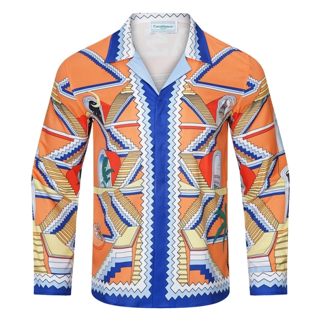 Casablanca Escalier Infinite Print Silk Shirt