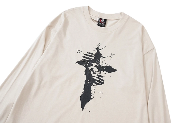 Saint Michael Cross Portrait Print Long Sleeve T-Shirt