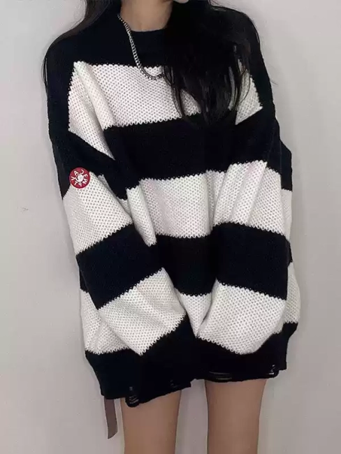 CAVEMPT Panda Stripe Hole Sweater