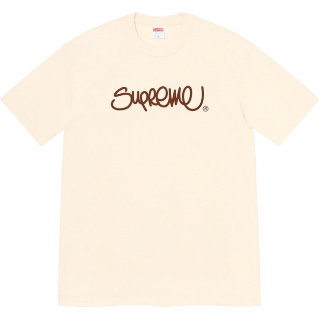 Supreme 22SS Handstyle Tee Line Scribble Logo Print Short Sleeve T-Shirt