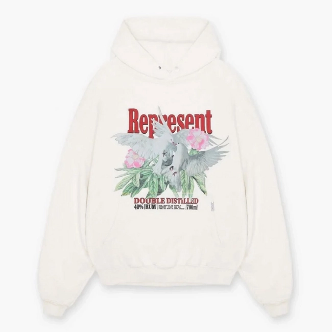 REPRESENT Floral Peace Dove Letter Print Terry Hoodie