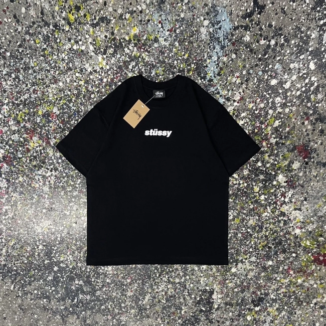 Stüssy Reflective Letter Print Round Neck T-shirt