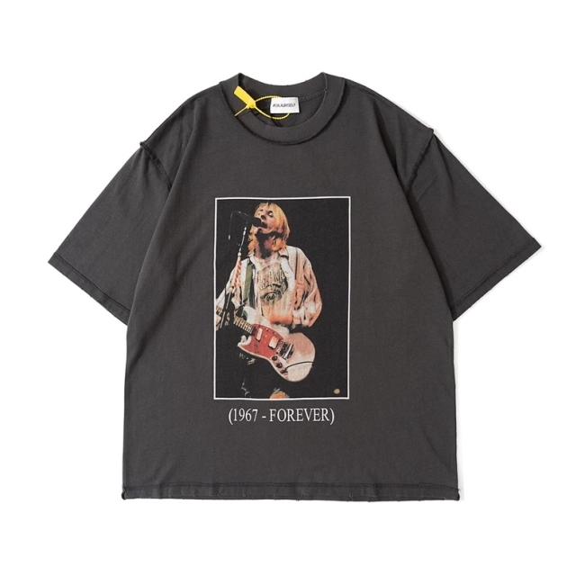 ASKYURSELF V9 Kurt Cobain Print Short Sleeve T-shirt