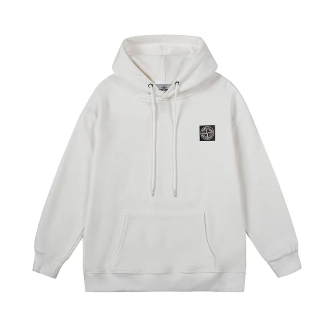 Stone Island Embroidered Maison Kitsune Hoodie With Round Badge Logo