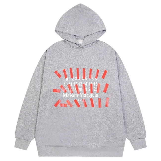 Mm6 Cotton Numbers Tape Print Hoodie