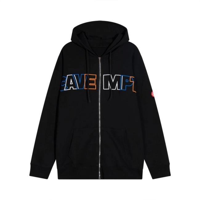 LIFE CAVEMPT brand letter LOGO embroidered zipper cardigan with hooded