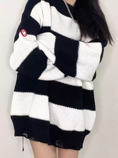 CAVEMPT Panda Stripe Hole Sweater