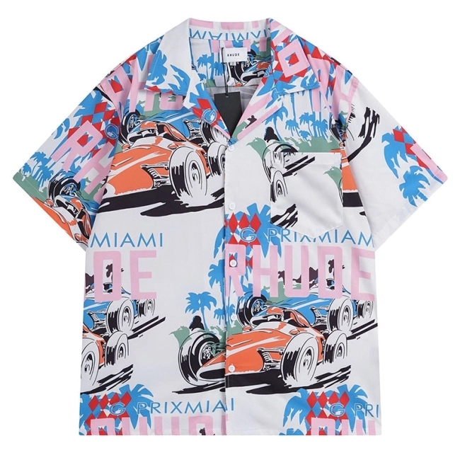 RHUDE X WEBSTER MIAMI RACING LINEN GRAND PRIX BUTTON UP