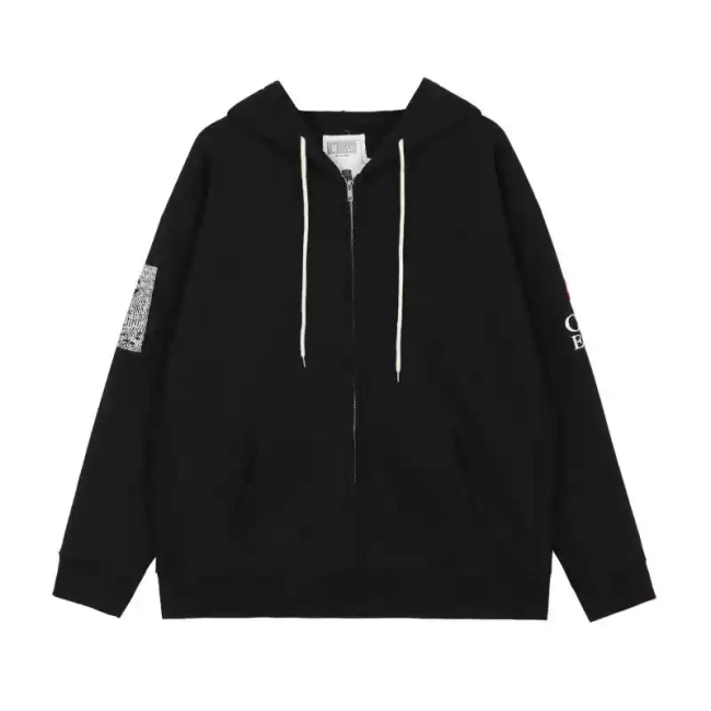 Cav Empt 3M reflective print embroidery hooded sweatshirt zip-up