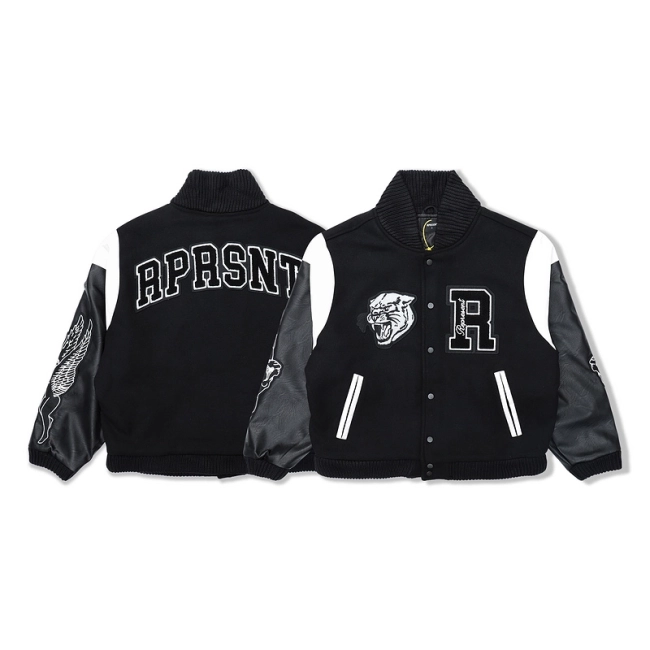 REPRESENT Wool Leather Sleeve Embroidery Baseball Jacket